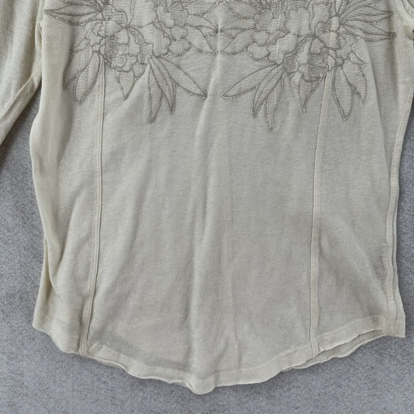 Free People‎ Primrose Top Womens SMALL Cream Ivory Mesh Floral Applique - Picture 5 of 14